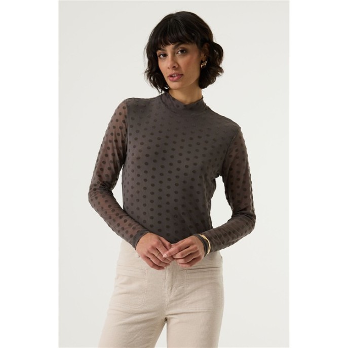 Garcia T-shirt V260213 dots organza RH Graphit